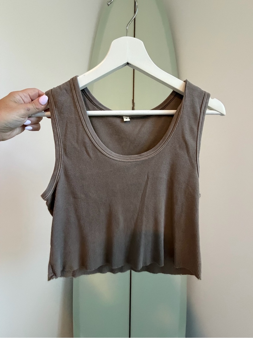 ELWOOD Brown Ribbed Cropped Tank Top - Unknown Brand